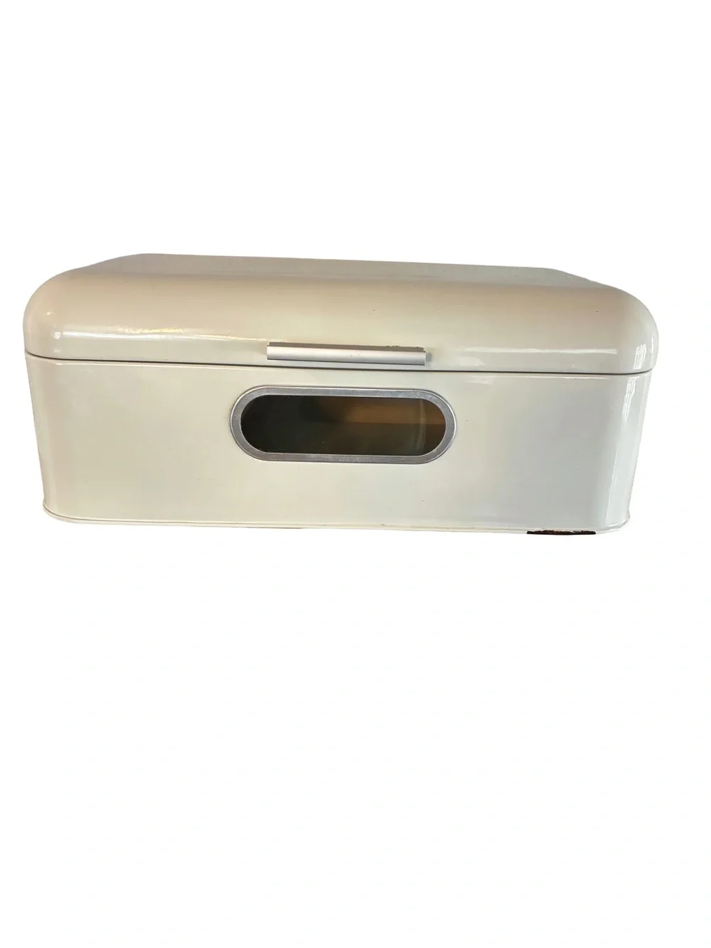 Retro Cream Metal Bread Box Farmhouse Kitchen Storage Bin